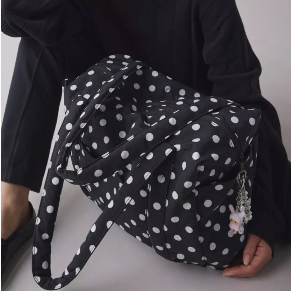 Baggu Small Cloud Carry on in black and white polka dot NWT